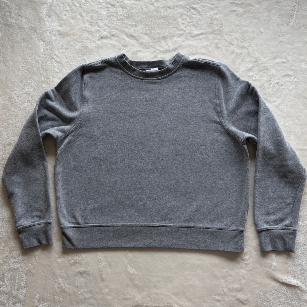 Nike Grey Dri-FIT Crewneck Fleece Pullover Sweatshirt Womens Large Excellent‎